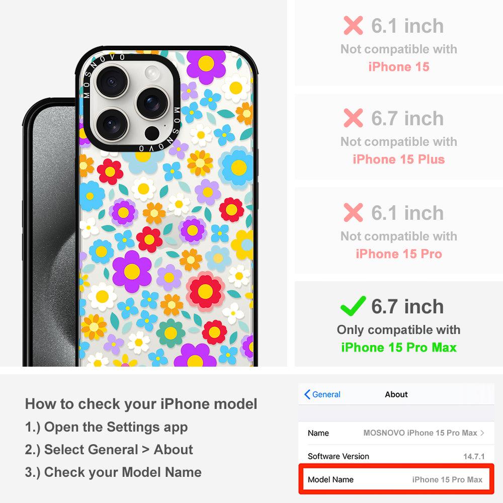 Retro Flower Phone Case - iPhone 15 Pro Max Case - MOSNOVO