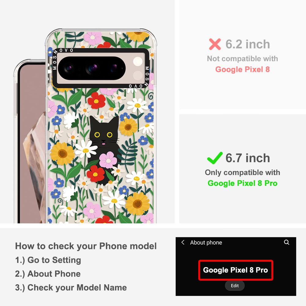 Black Cat in Garden Phone Case - Google Pixel 8 Pro Case - MOSNOVO