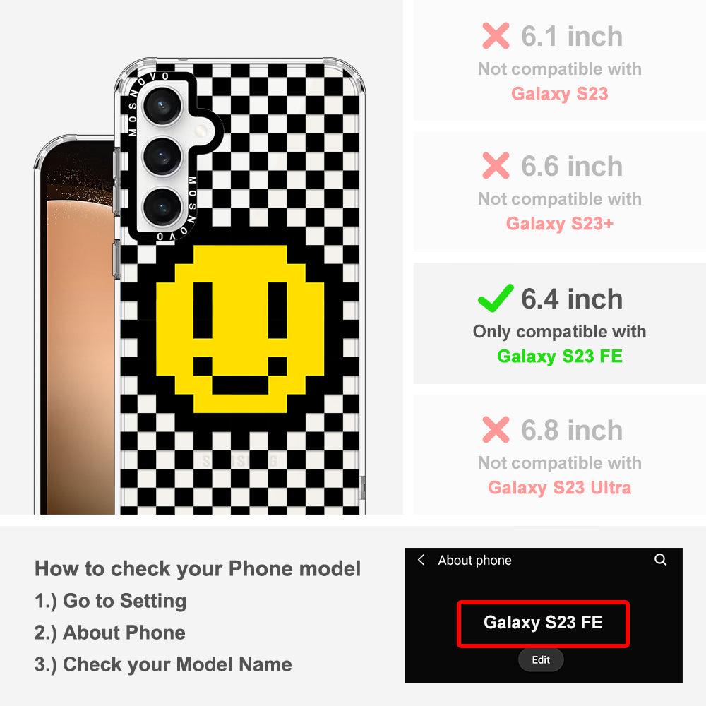 Smile Checkered Phone Case - Samsung Galaxy S23 FE Case