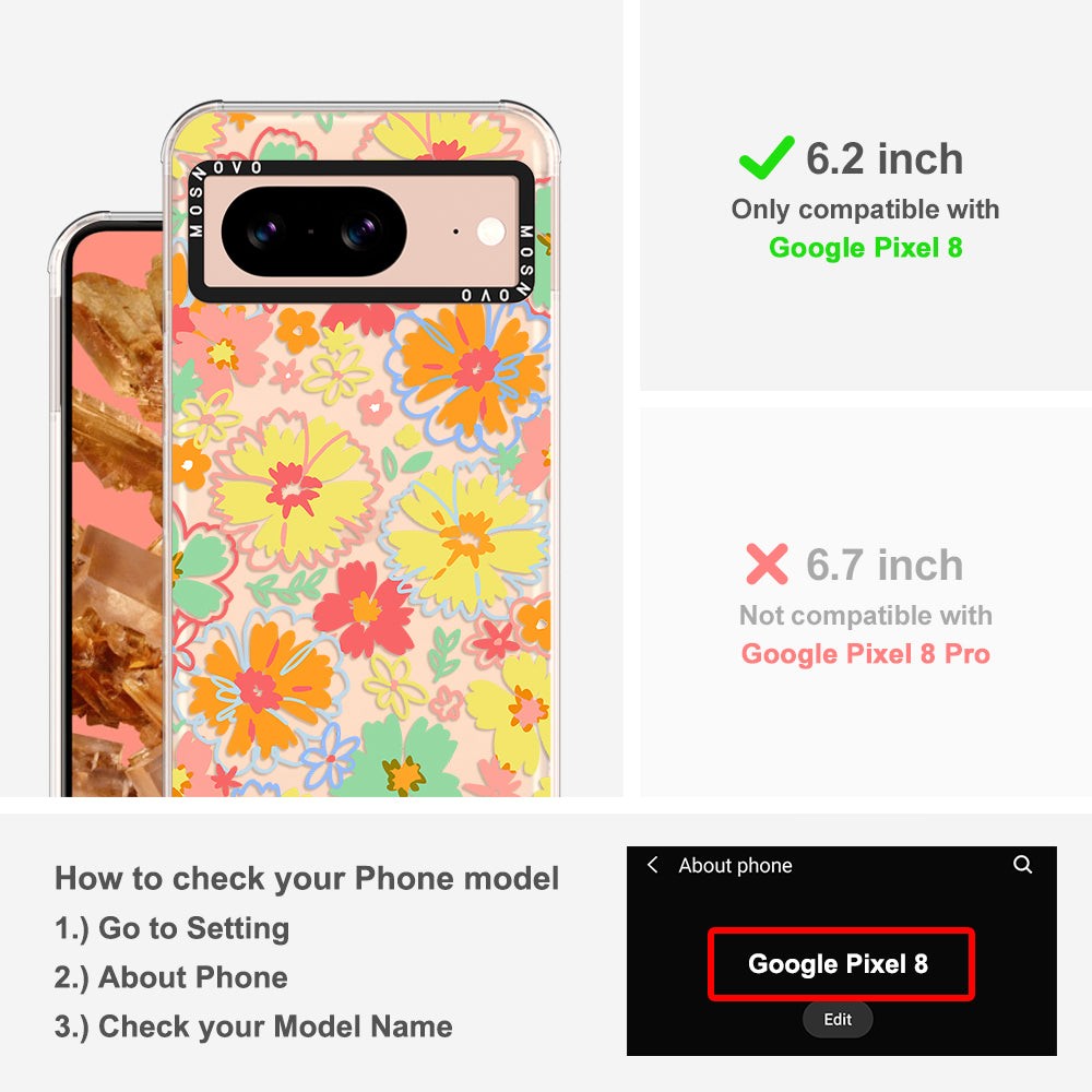 Retro Boho Hippie Flowers Phone Case - Google Pixel 8 Case