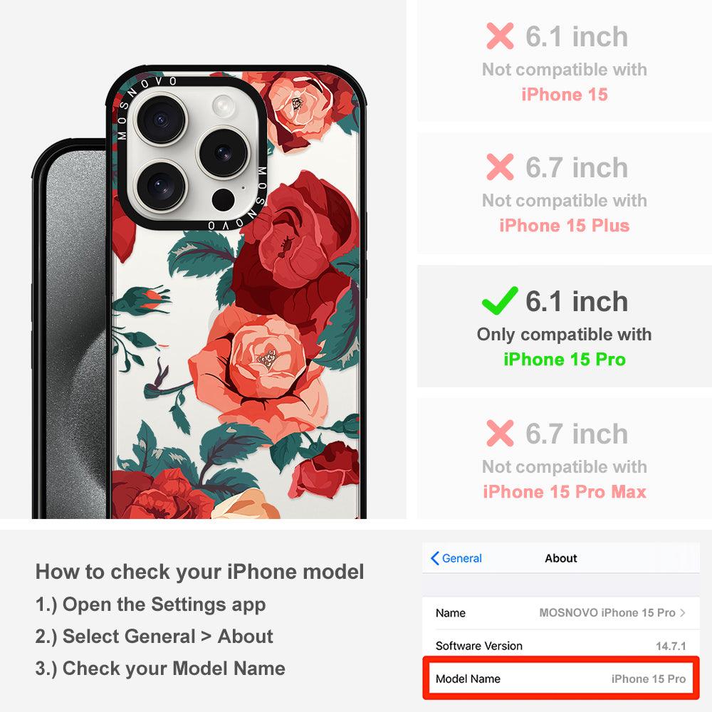 Vintage Red Rose Phone Case - iPhone 15 Pro Case - MOSNOVO