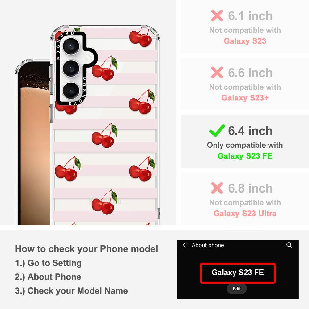 Pink Stripes Cherry Phone Case - Samsung Galaxy S23 FE Case