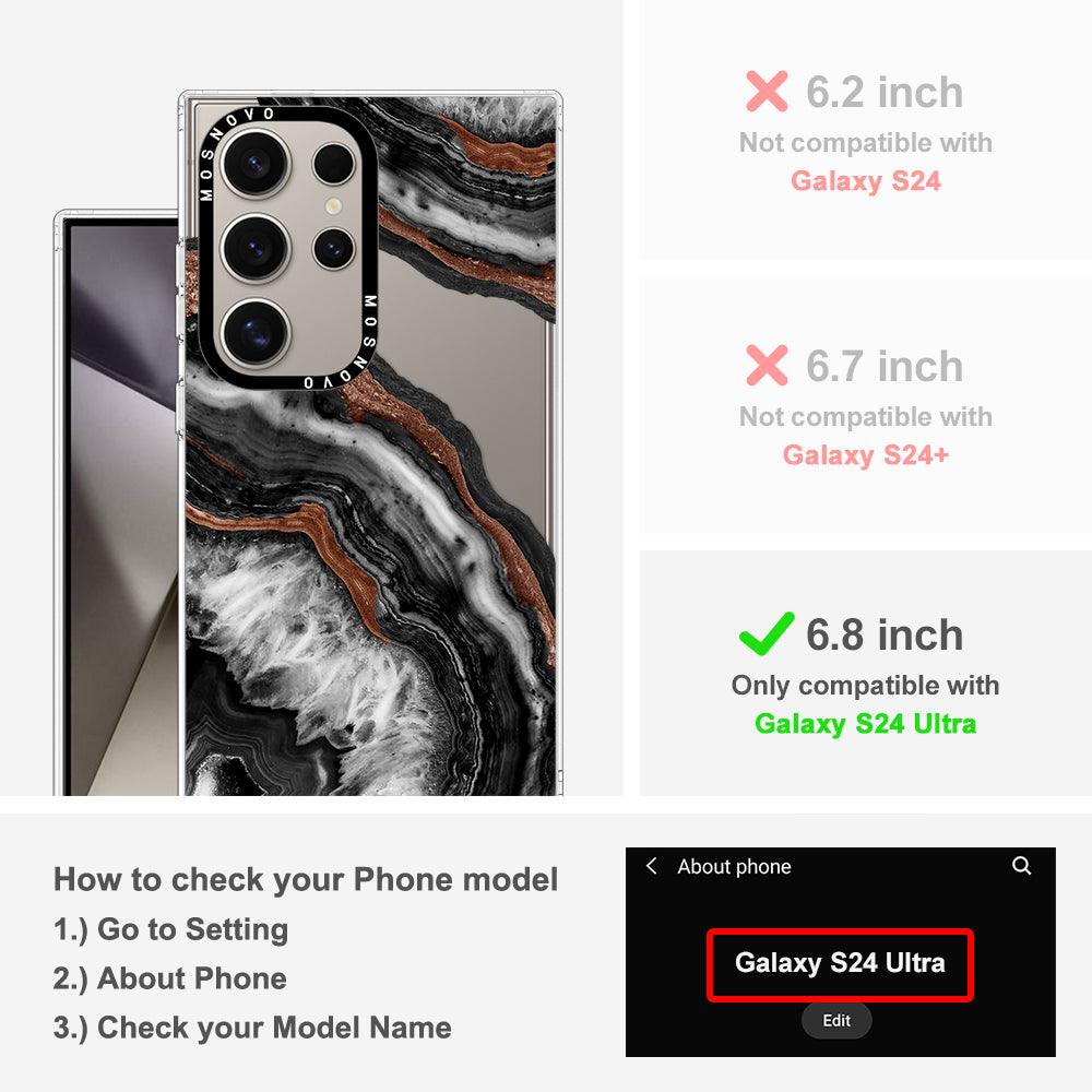Black Agate Phone Case - Samsung Galaxy S24 Ultra Case - MOSNOVO