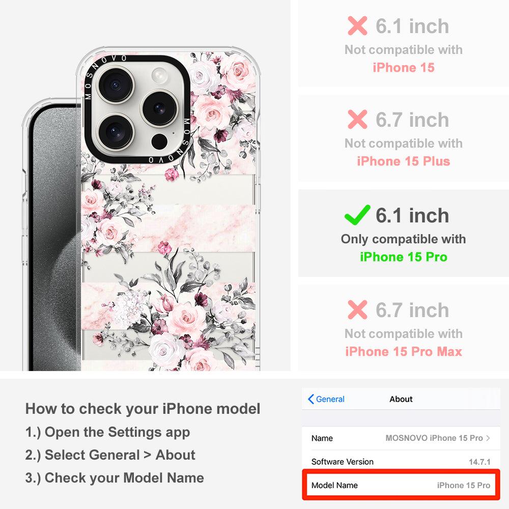 Pink Marble Flowers Phone Case - iPhone 15 Pro Case - MOSNOVO