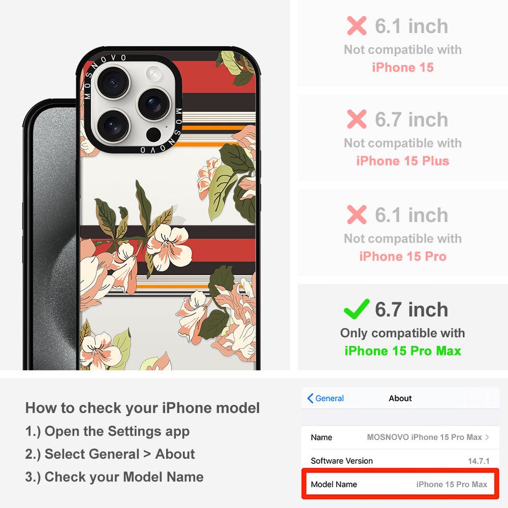 Classic Stripe Floral Phone Case - iPhone 15 Pro Max Case - MOSNOVO
