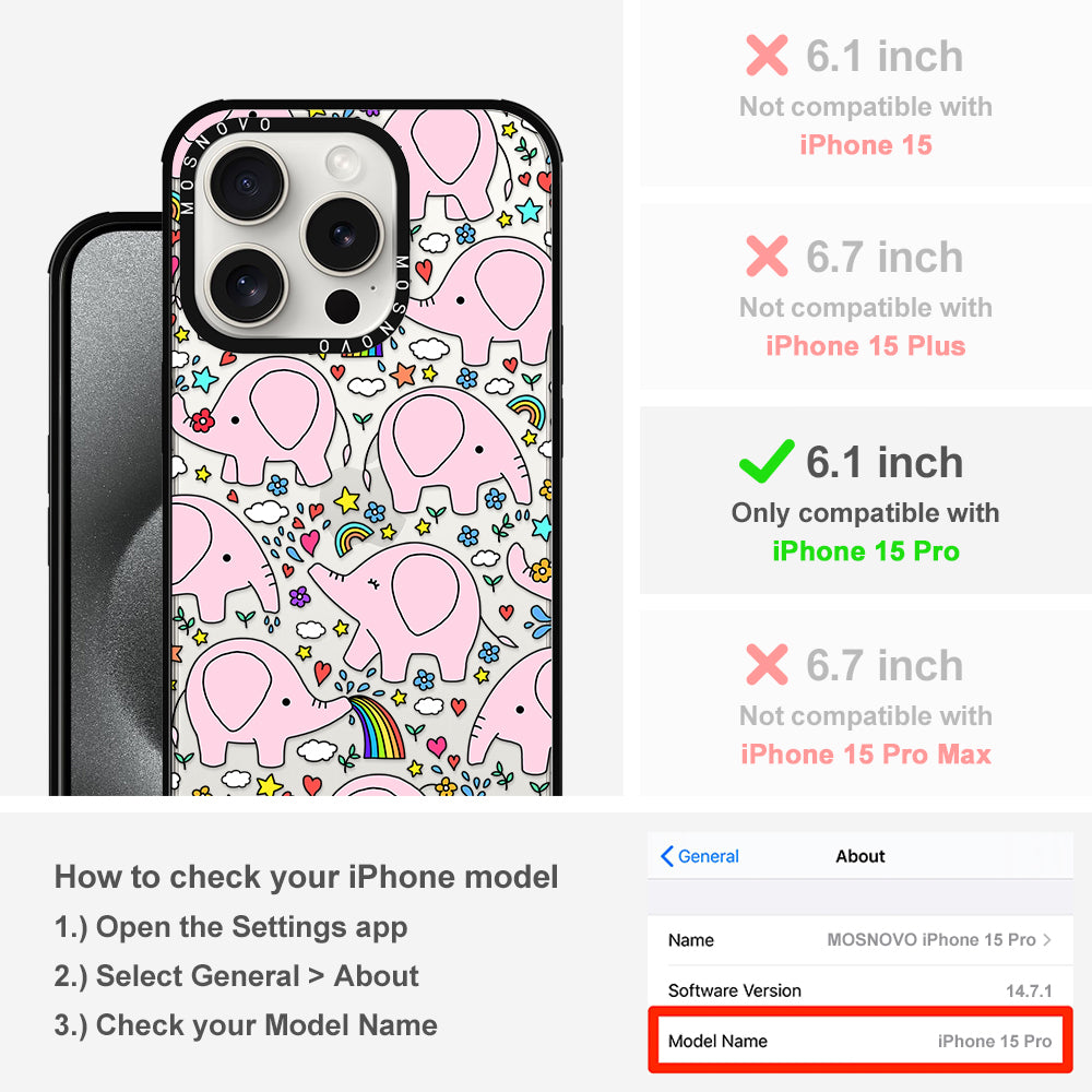 Pink Elephant Phone Case - iPhone 15 Pro Case - MOSNOVO