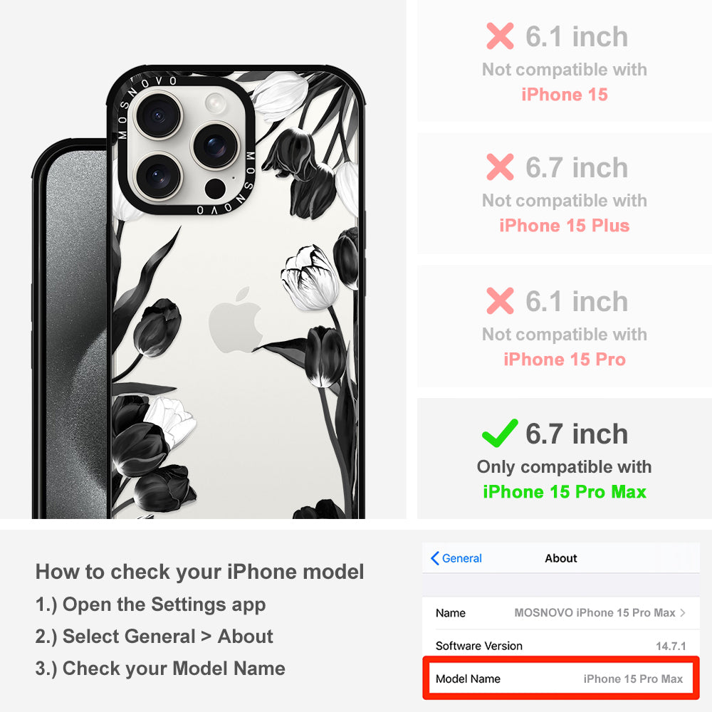 Black Tulips Phone Case - iPhone 15 Pro Max Case - MOSNOVO