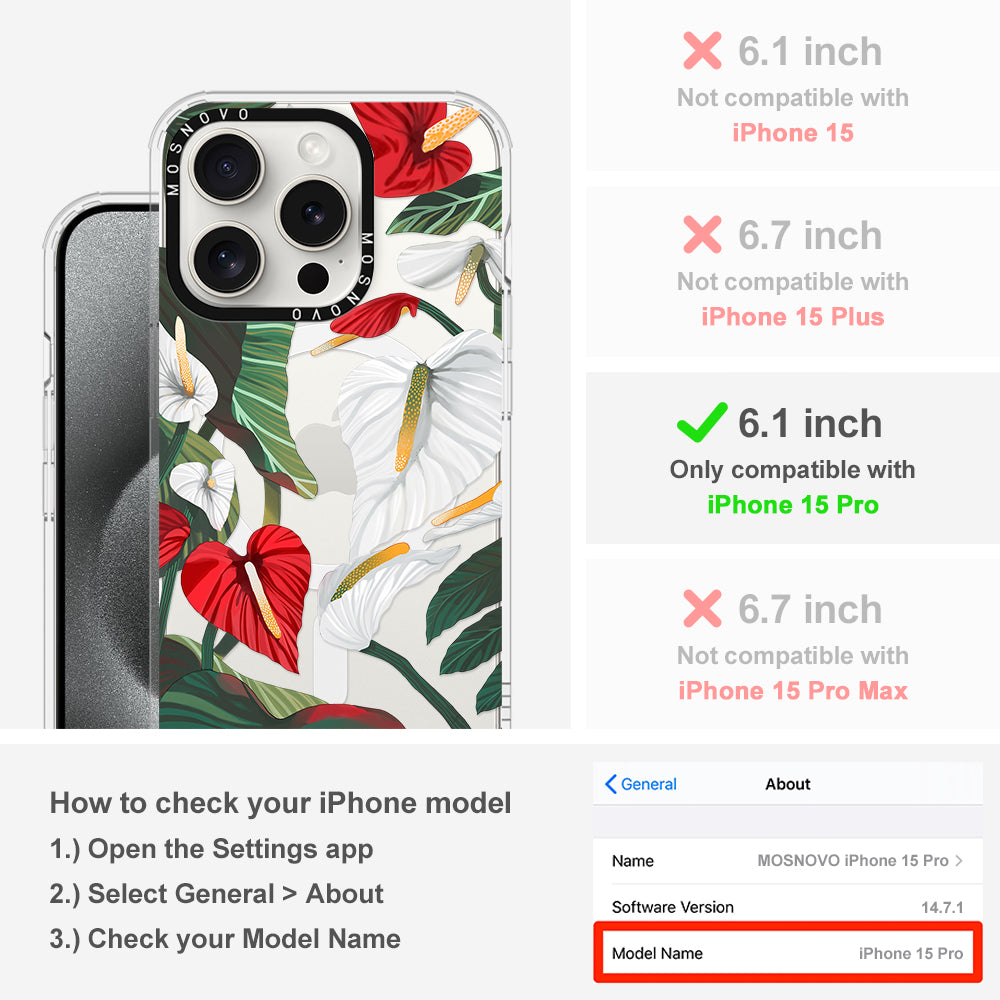 Anthurium Phone Case - iPhone 15 Pro Case - MOSNOVO