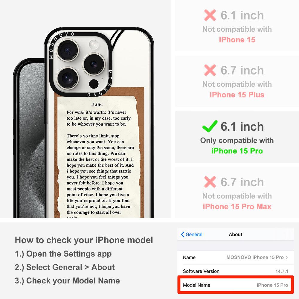 Life Quote Phone Case - iPhone 15 Pro Case - MOSNOVO