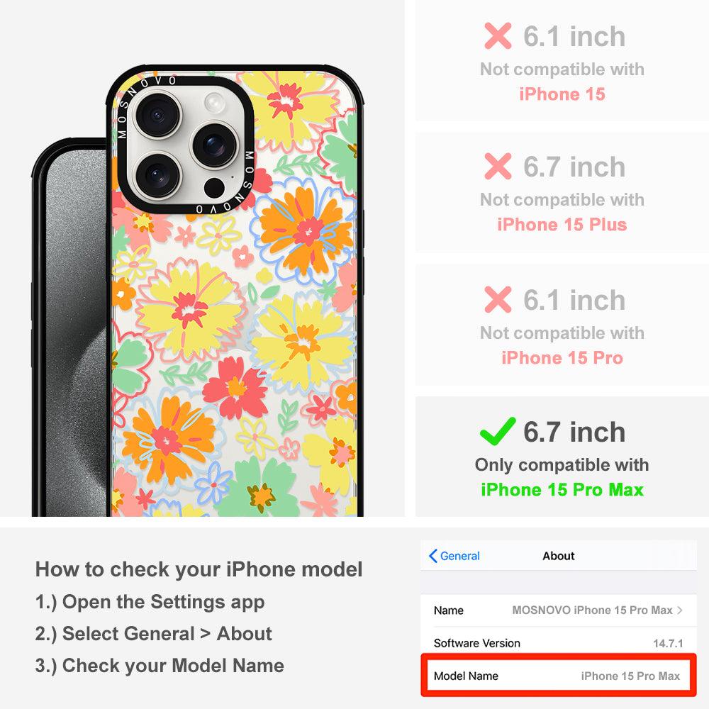 Retro Boho Hippie Flowers Phone Case - iPhone 15 Pro Max Case - MOSNOVO