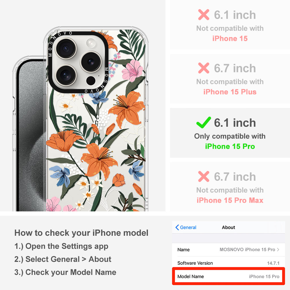 Lily Garden Phone Case - iPhone 15 Pro Case - MOSNOVO