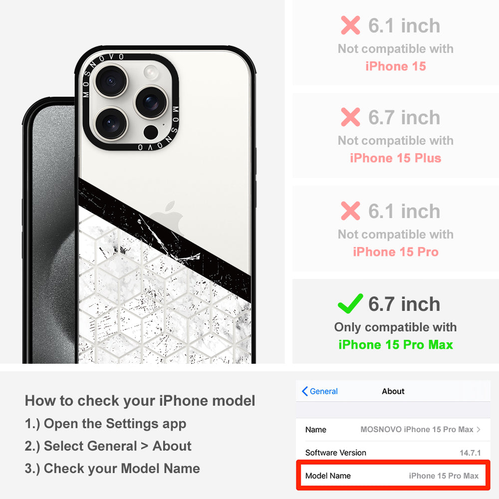 Marble Block Art Phone Case - iPhone 15 Pro Max Case - MOSNOVO