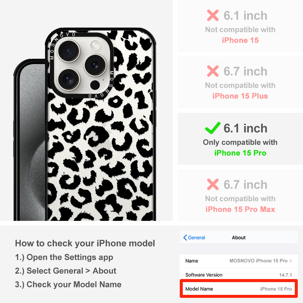Black Leopard Phone Case - iPhone 15 Pro Case - MOSNOVO