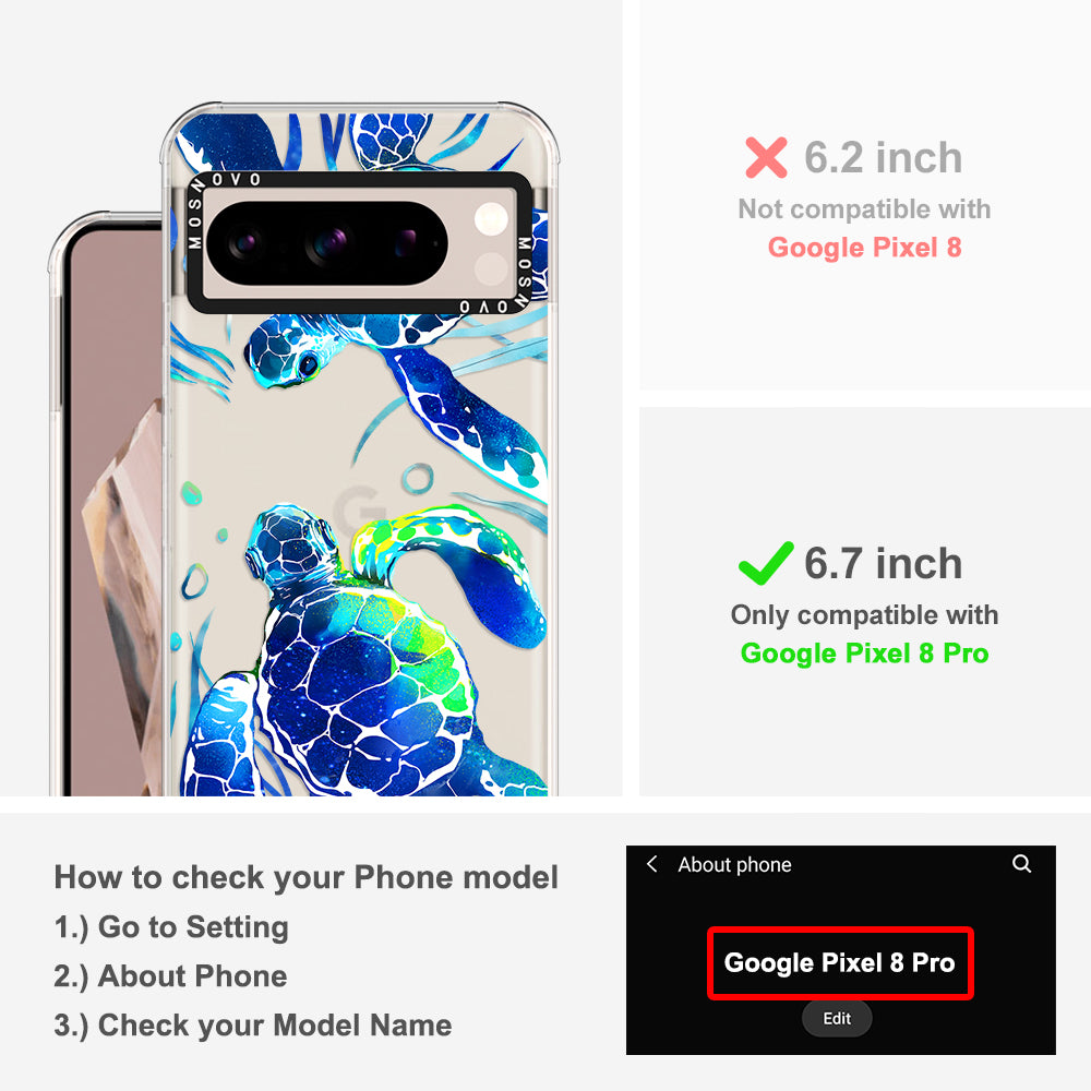 Blue Sea Turtle Phone Case - Google Pixel 8 Pro Case - MOSNOVO