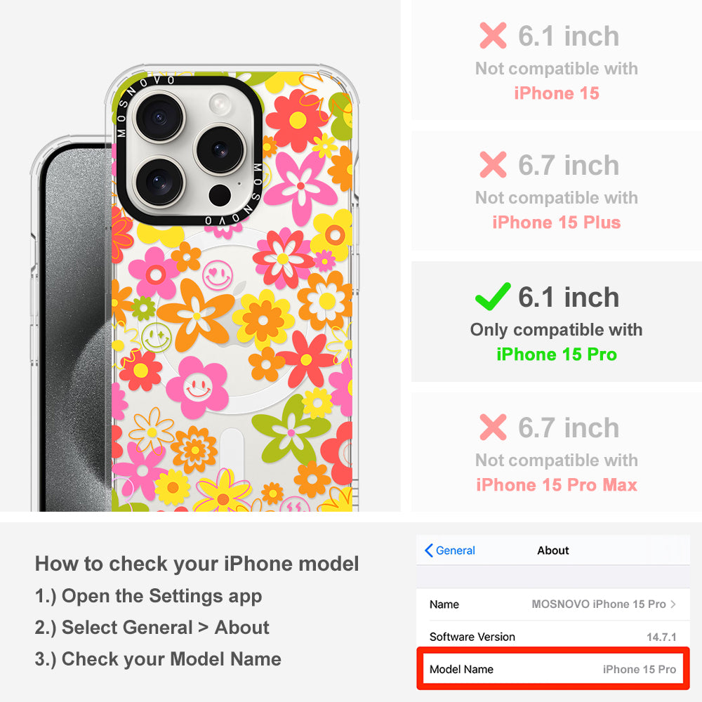 70's Groovy Floral Phone Case - iPhone 15 Pro Case - MOSNOVO