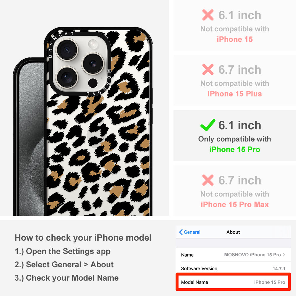 Leopard Print Phone Case - iPhone 15 Pro Case - MOSNOVO