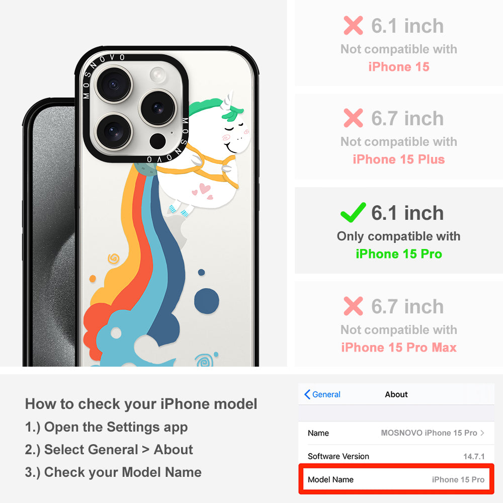 Cute Rainbow Unicorn Phone Case - iPhone 15 Pro Case - MOSNOVO