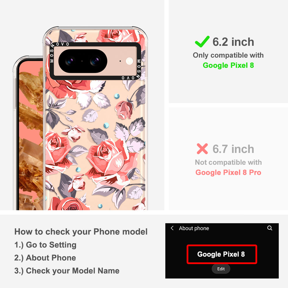 Retro Flower Roses Phone Case - Google Pixel 8 Case - MOSNOVO