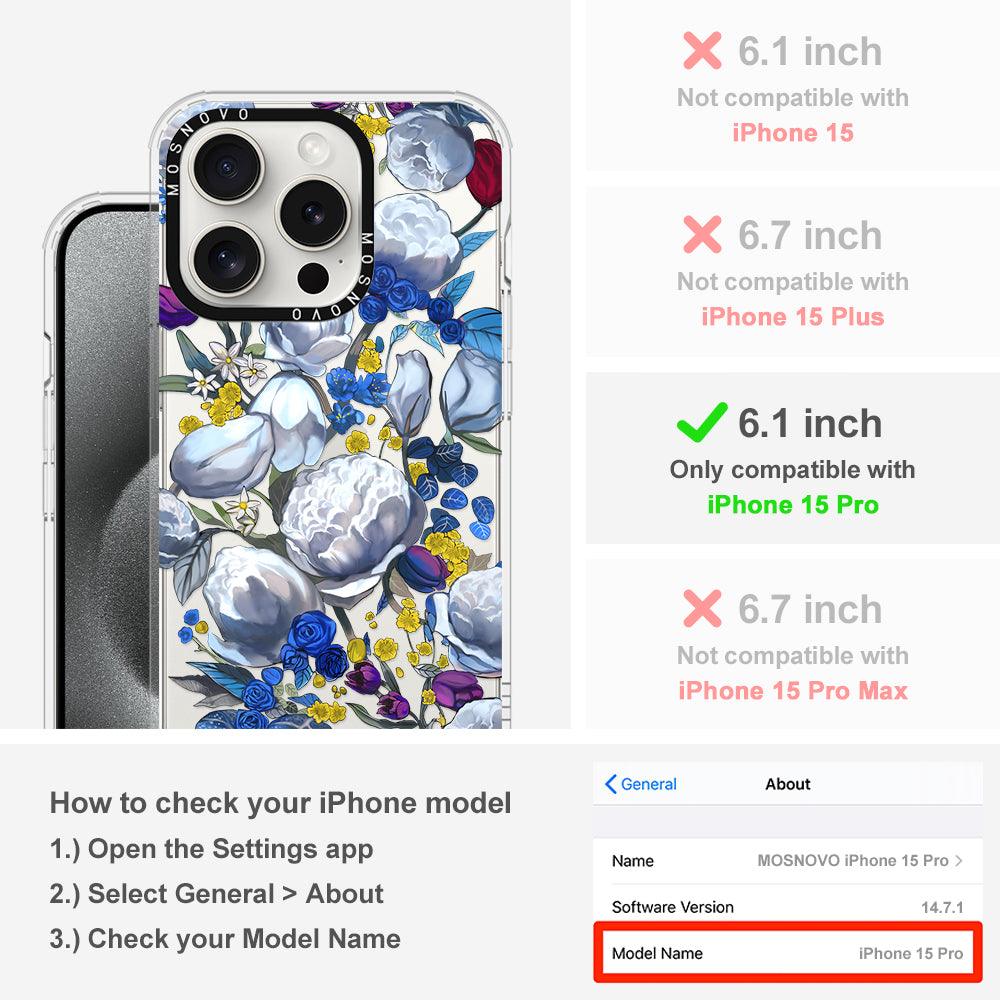 Purple Blue Floral Phone Case - iPhone 15 Pro Case - MOSNOVO