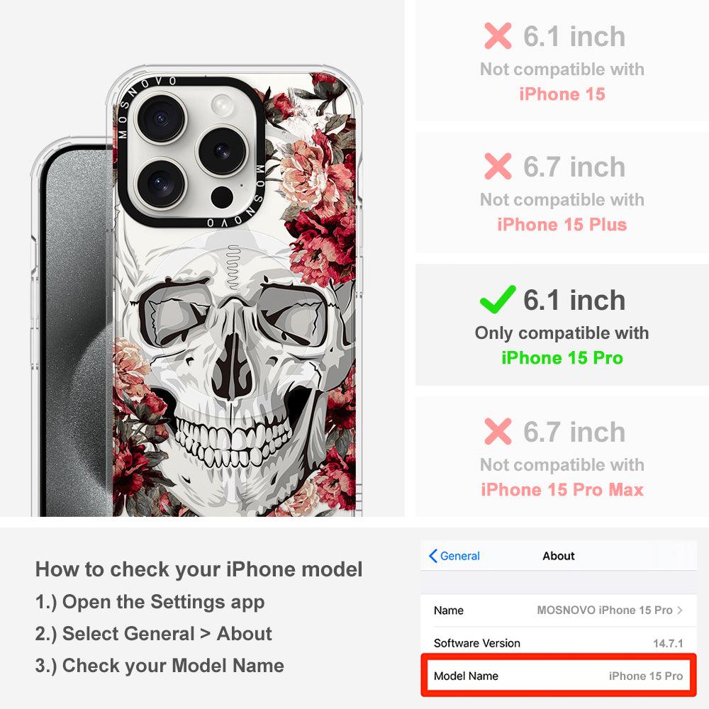 Red Flower Skull Phone Case - iPhone 15 Pro Case - MOSNOVO