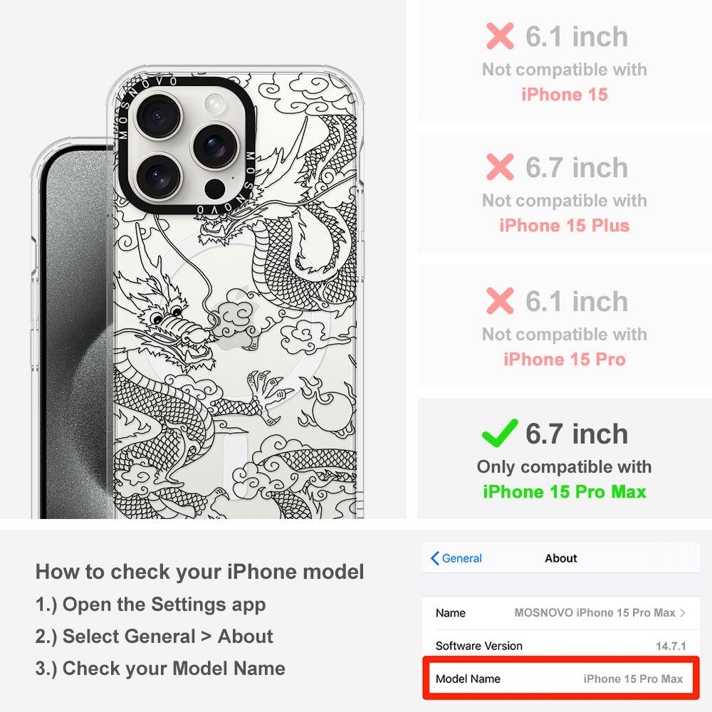 Black Dragon Phone Case - iPhone 15 Pro Max Case - MOSNOVO