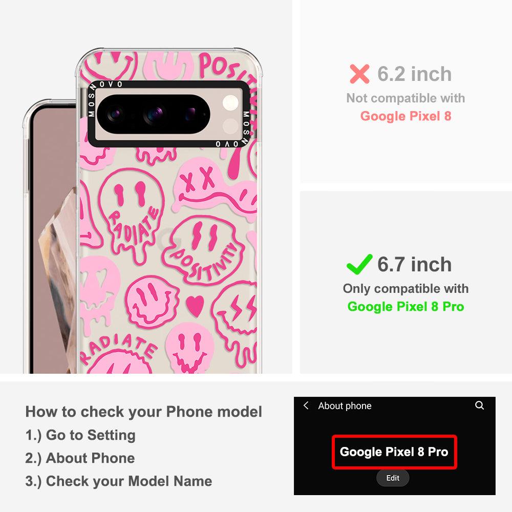 Pink Dripping Smiles Positivity Radiate Face Phone Case - Google Pixel 8 Pro Case - MOSNOVO