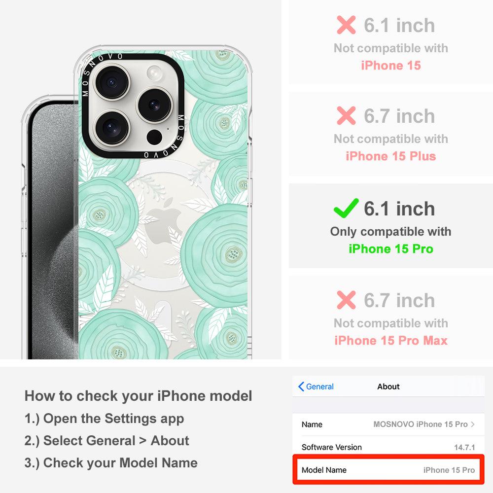 Mint Flower Phone Case - iPhone 15 Pro Case - MOSNOVO