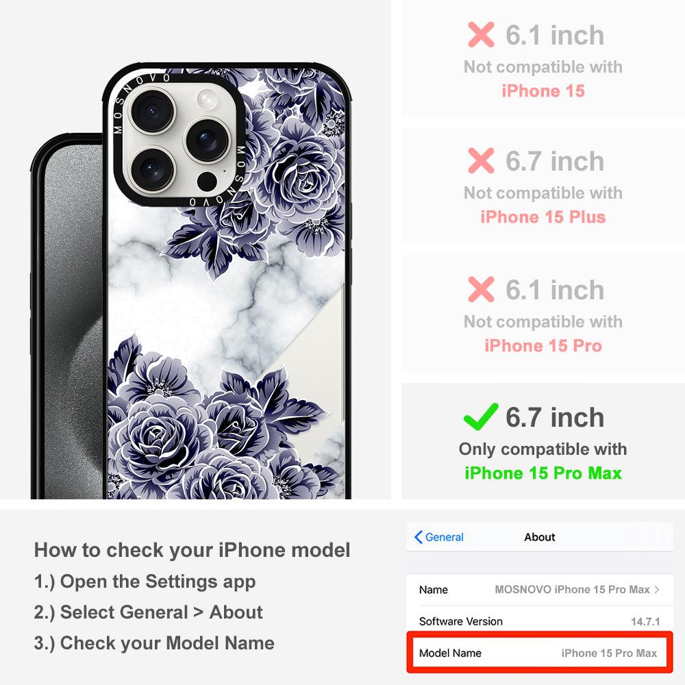 Marble with Purple Flowers Phone Case - iPhone 15 Pro Max Case - MOSNOVO