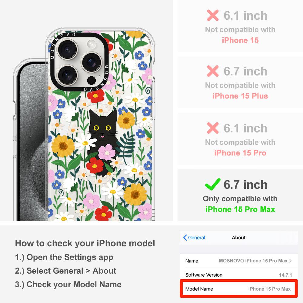 Black Cat in Garden Phone Case - iPhone 15 Pro Max Case - MOSNOVO