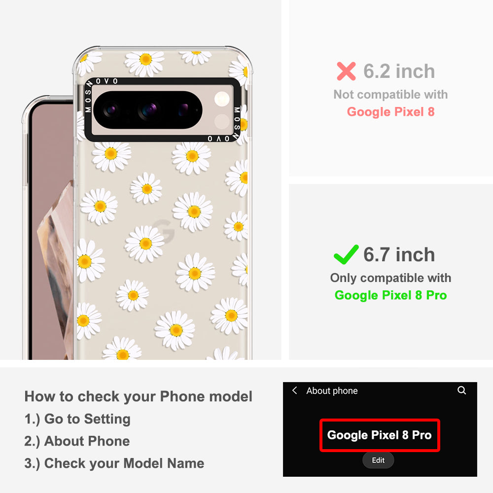 White Daisy Phone Case - Google Pixel 8 Pro Case - MOSNOVO