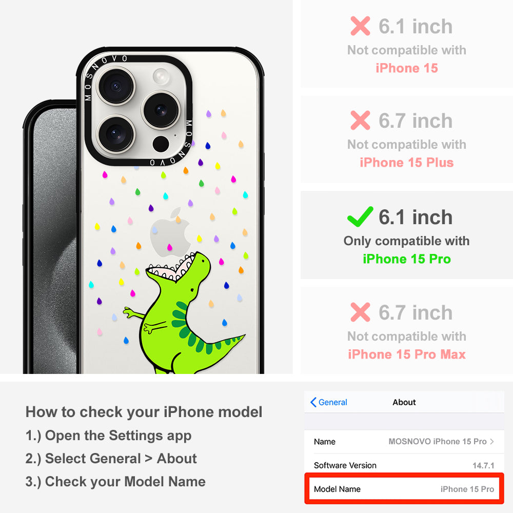 Rainbow Dinosaur Phone Case - iPhone 15 Pro Case - MOSNOVO
