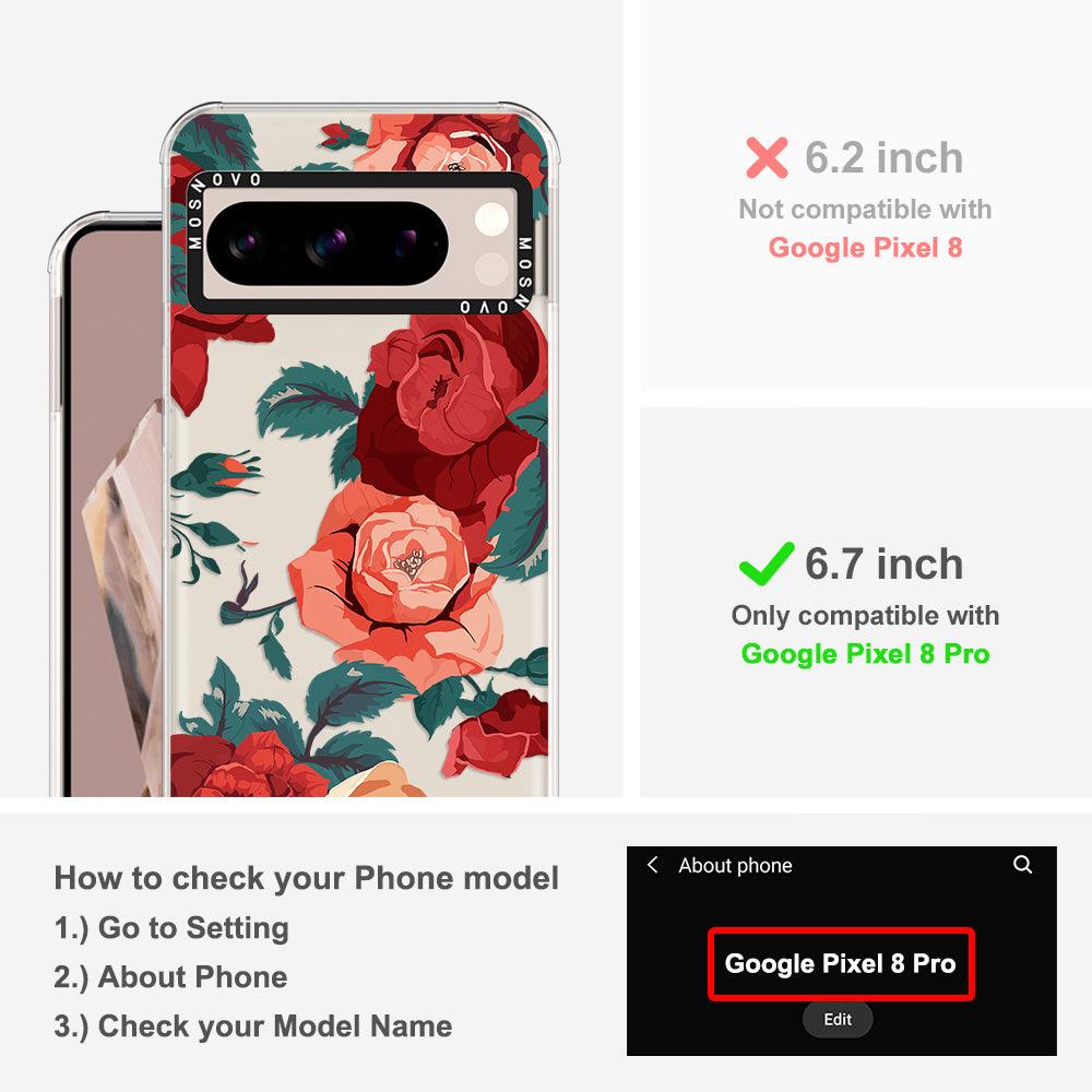 Vintage Red Rose Phone Case - Google Pixel 8 Pro Case - MOSNOVO