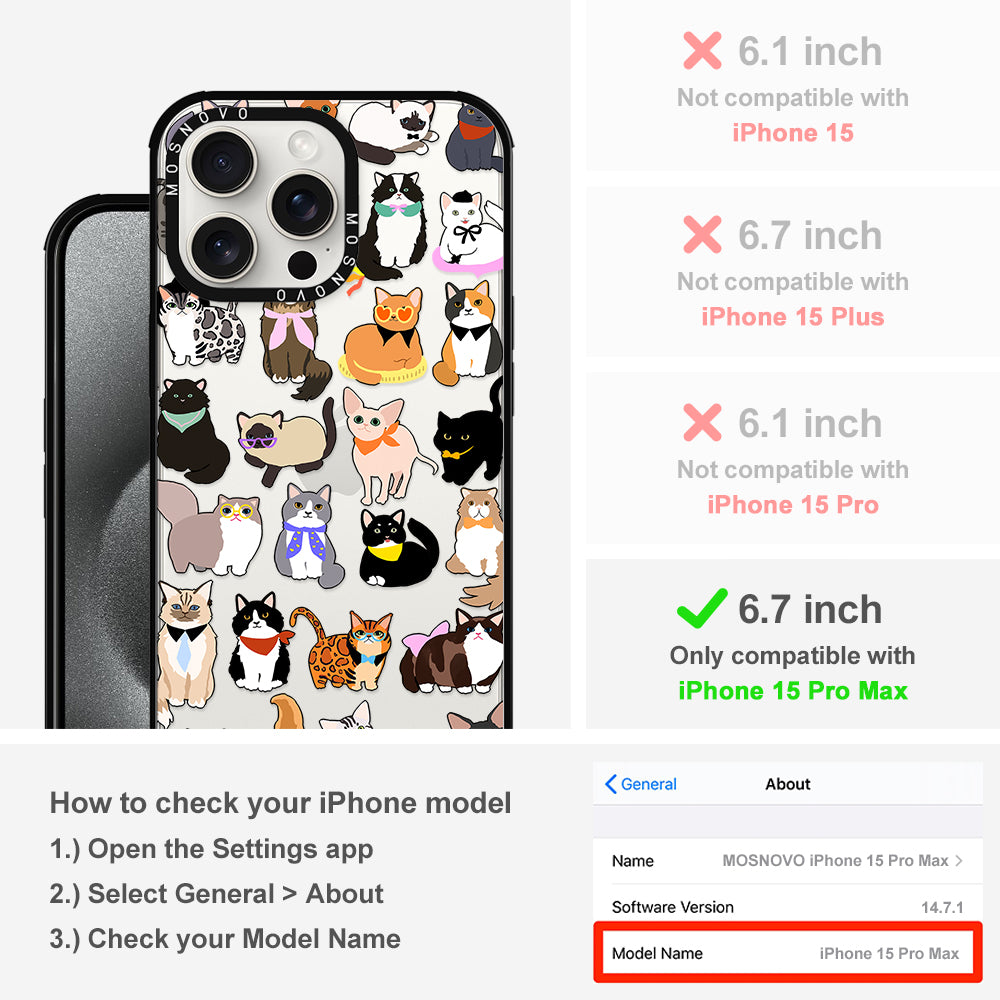 Cute Cat Phone Case - iPhone 15 Pro Max Case - MOSNOVO