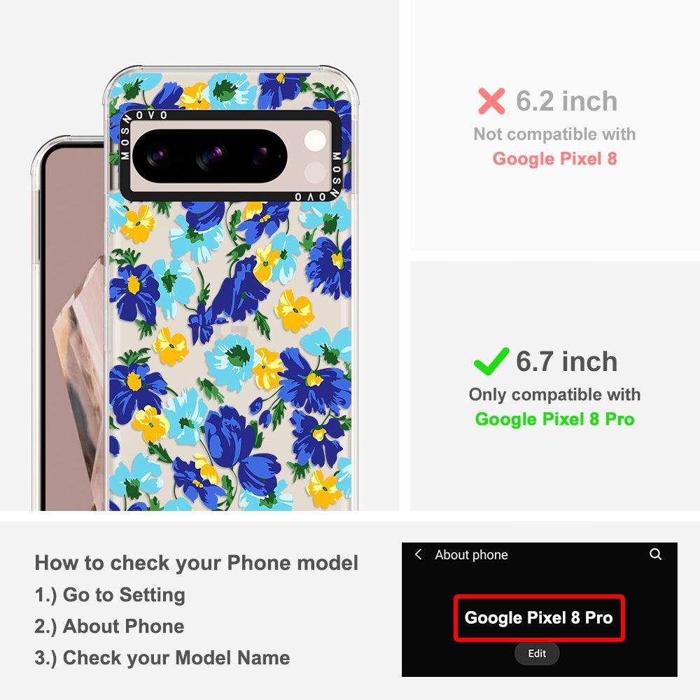 Vintage Blue Floral Phone Case - Google Pixel 8 Pro Case - MOSNOVO