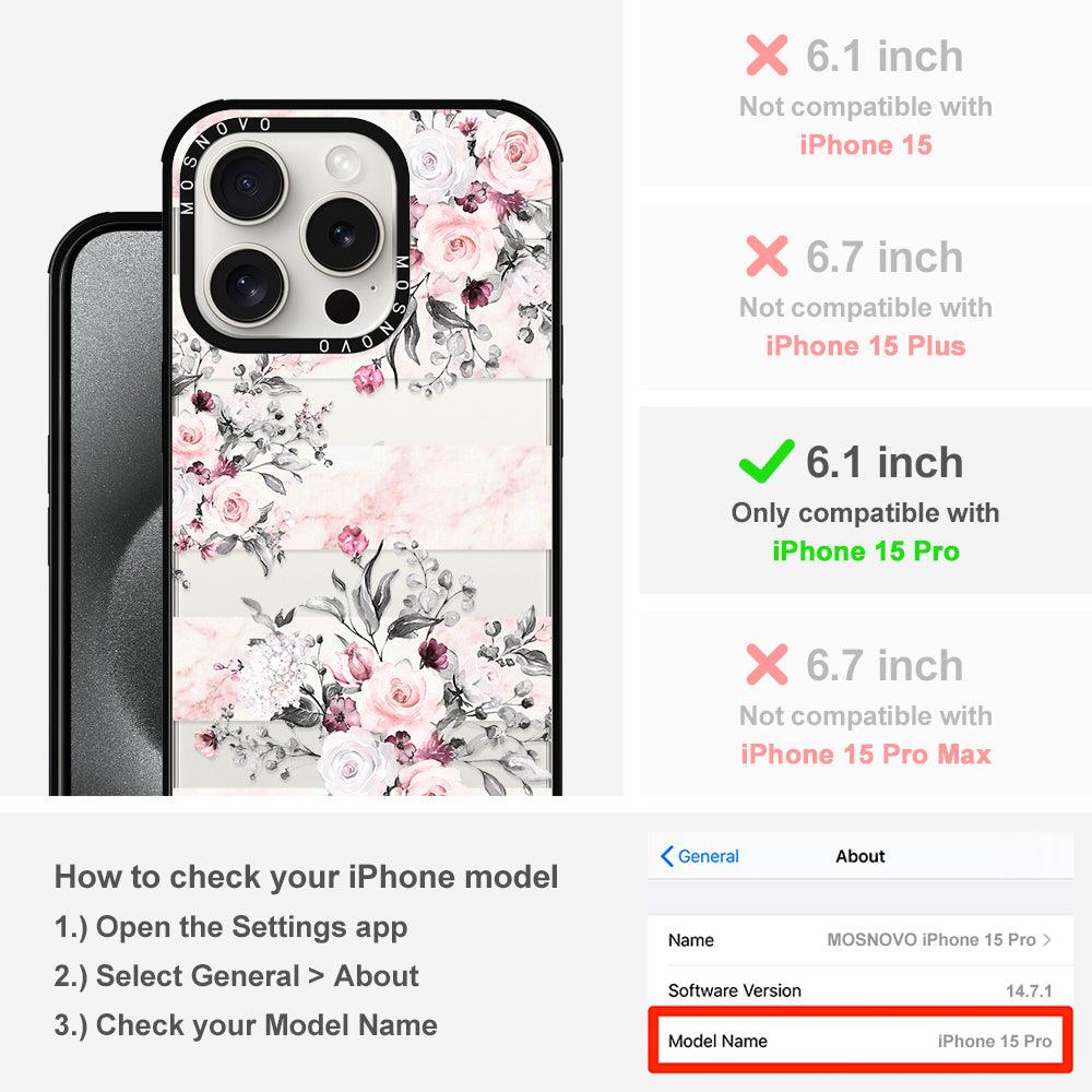 Pink Marble Flowers Phone Case - iPhone 15 Pro Case - MOSNOVO