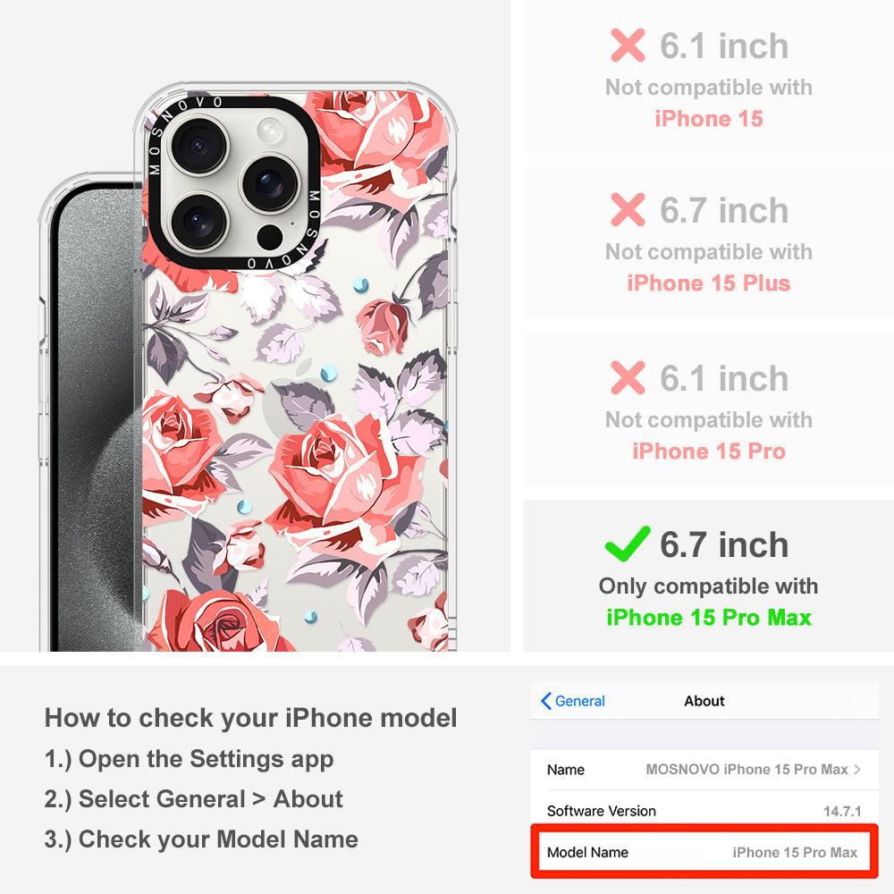 Retro Flower Roses Phone Case - iPhone 15 Pro Max Case - MOSNOVO