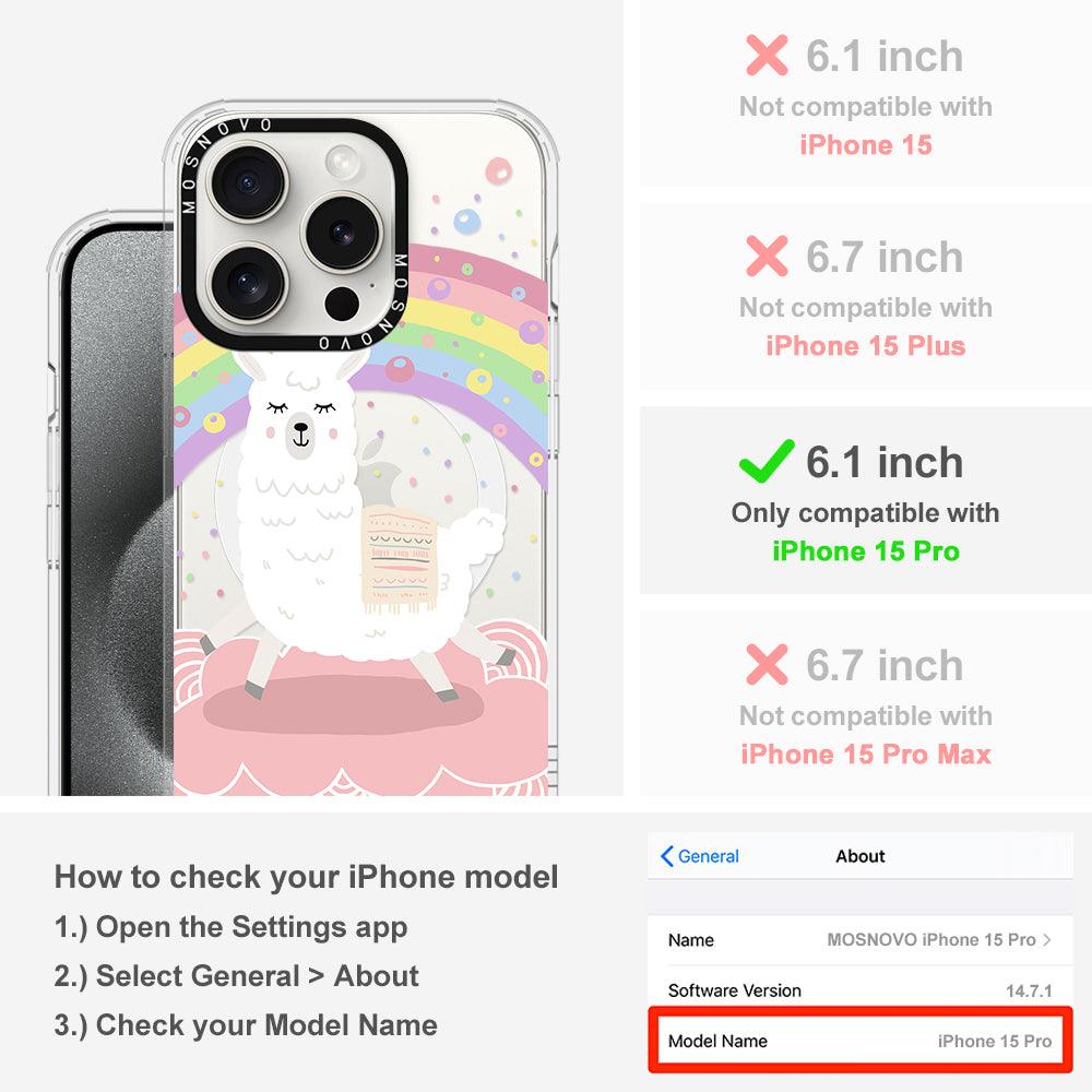 Rainbow Alpaca Phone Case - iPhone 15 Pro Case - MOSNOVO