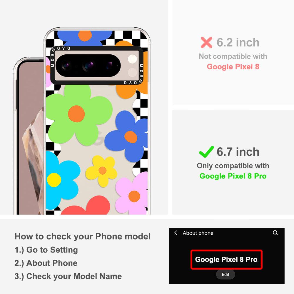 60's Checkered Floral Phone Case - Google Pixel 8 Pro Case - MOSNOVO