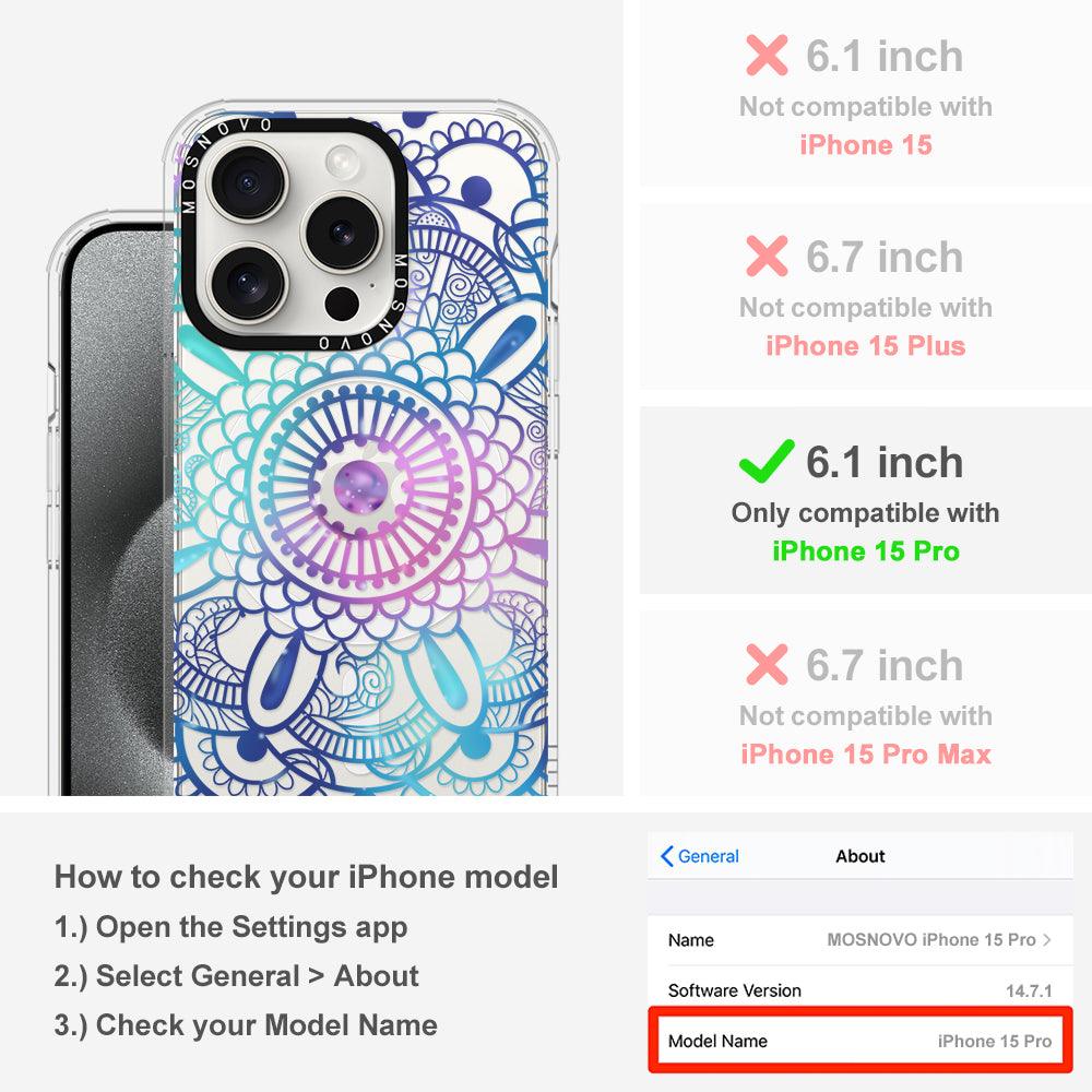 Violet Blue Mandala Phone Case - iPhone 15 Pro Case - MOSNOVO