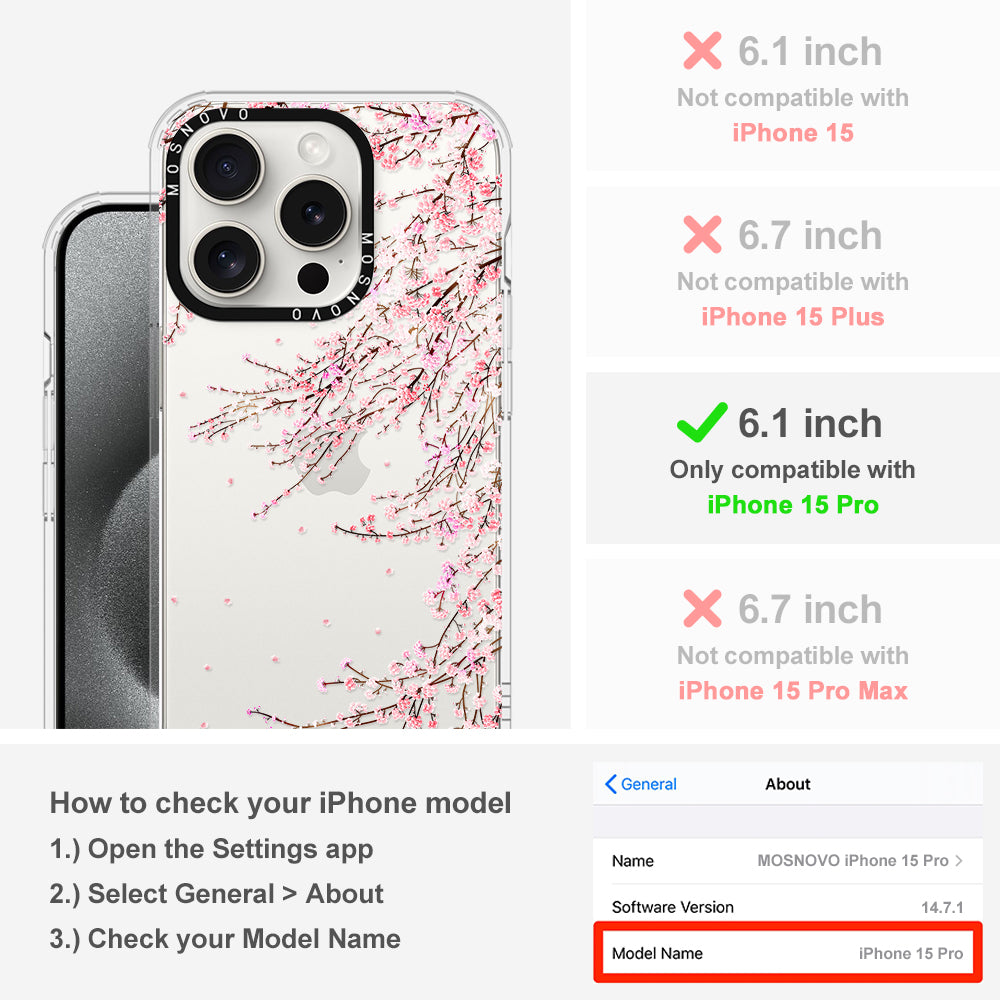 Cherry Blossom Phone Case - iPhone 15 Pro Case Clear
