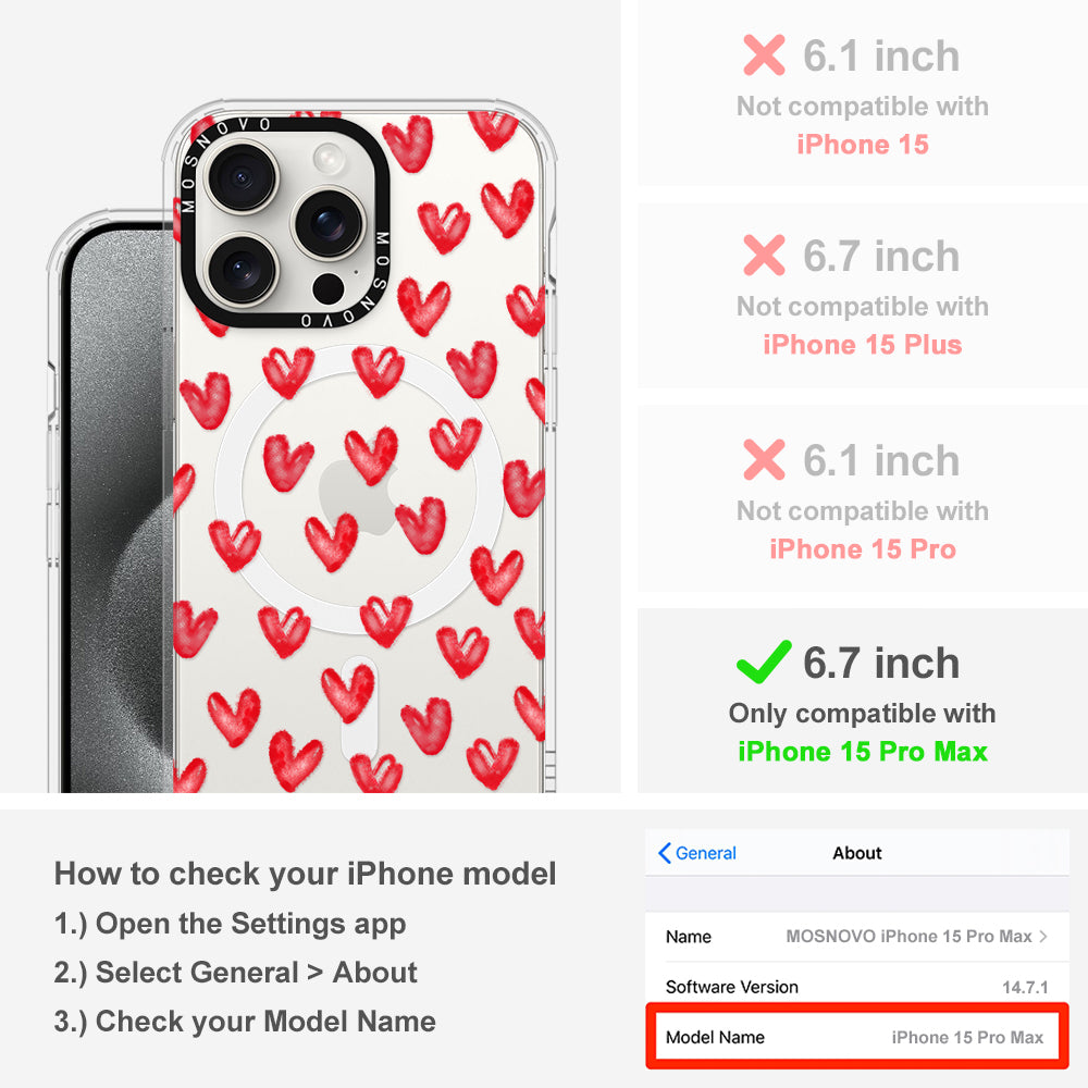 Cute Little Hearts Phone Case - iPhone 15 Pro Max Case - MOSNOVO