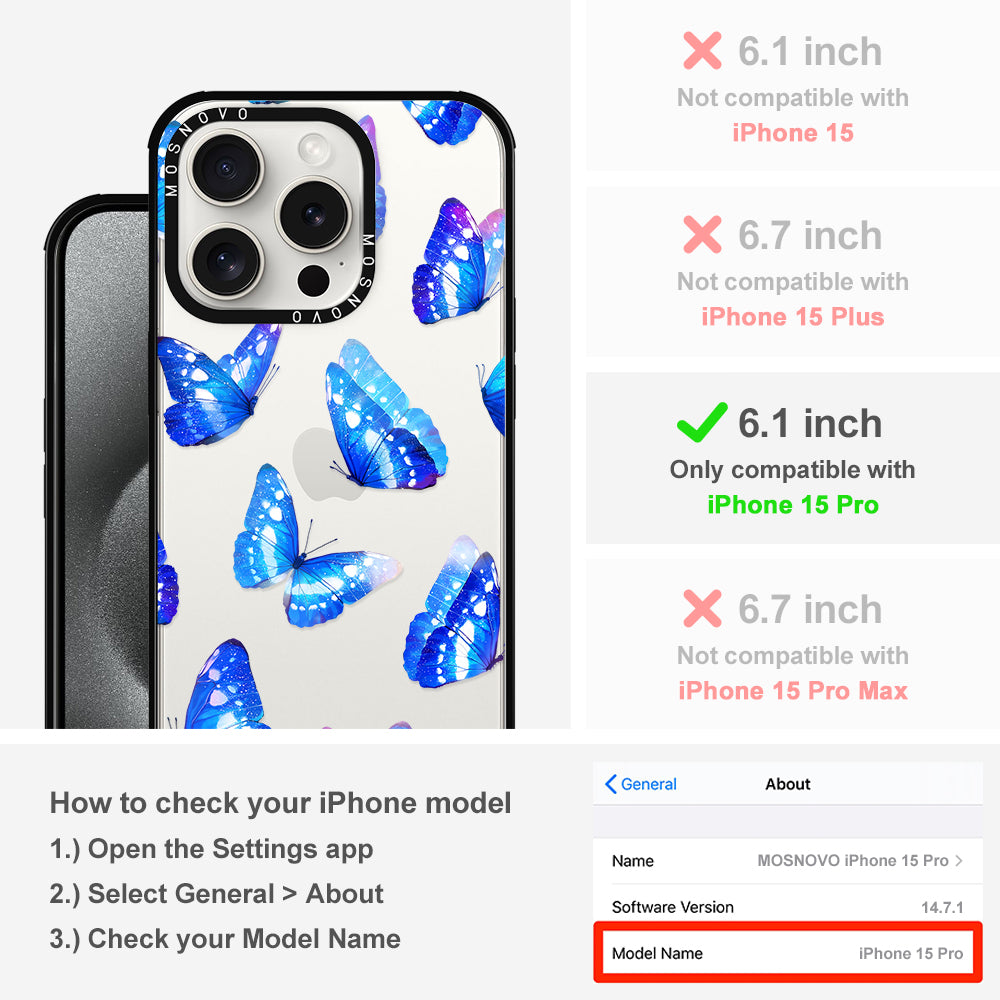 Stunning Blue Butterflies Phone Case - iPhone 15 Pro Case - MOSNOVO