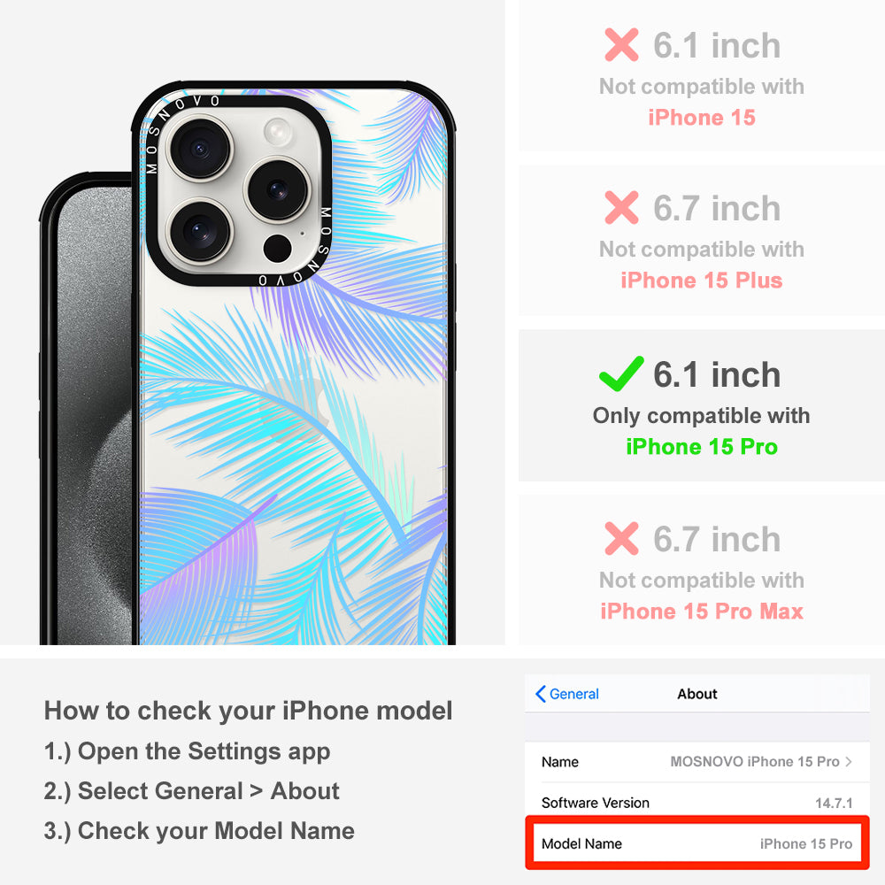 Gradient Tropical Palm Leaf Phone Case - iPhone 15 Pro Case - MOSNOVO