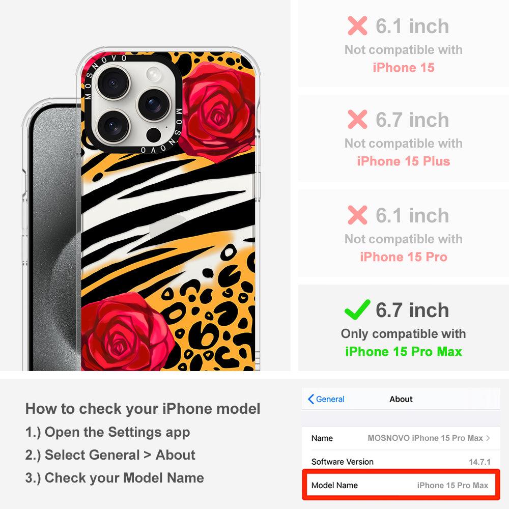 Wild Floral Leopard Phone Case - iPhone 15 Pro Max Case - MOSNOVO