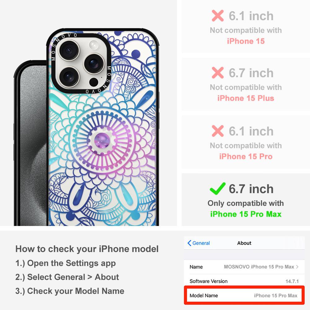 Violet Blue Mandala Phone Case - iPhone 15 Pro Max Case - MOSNOVO