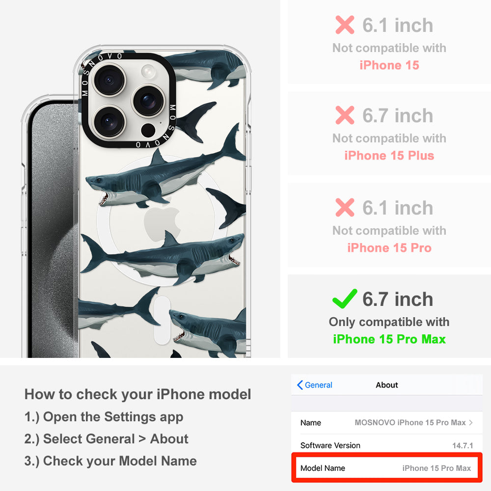 White Shark Phone Case - iPhone 15 Pro Max Case - MOSNOVO