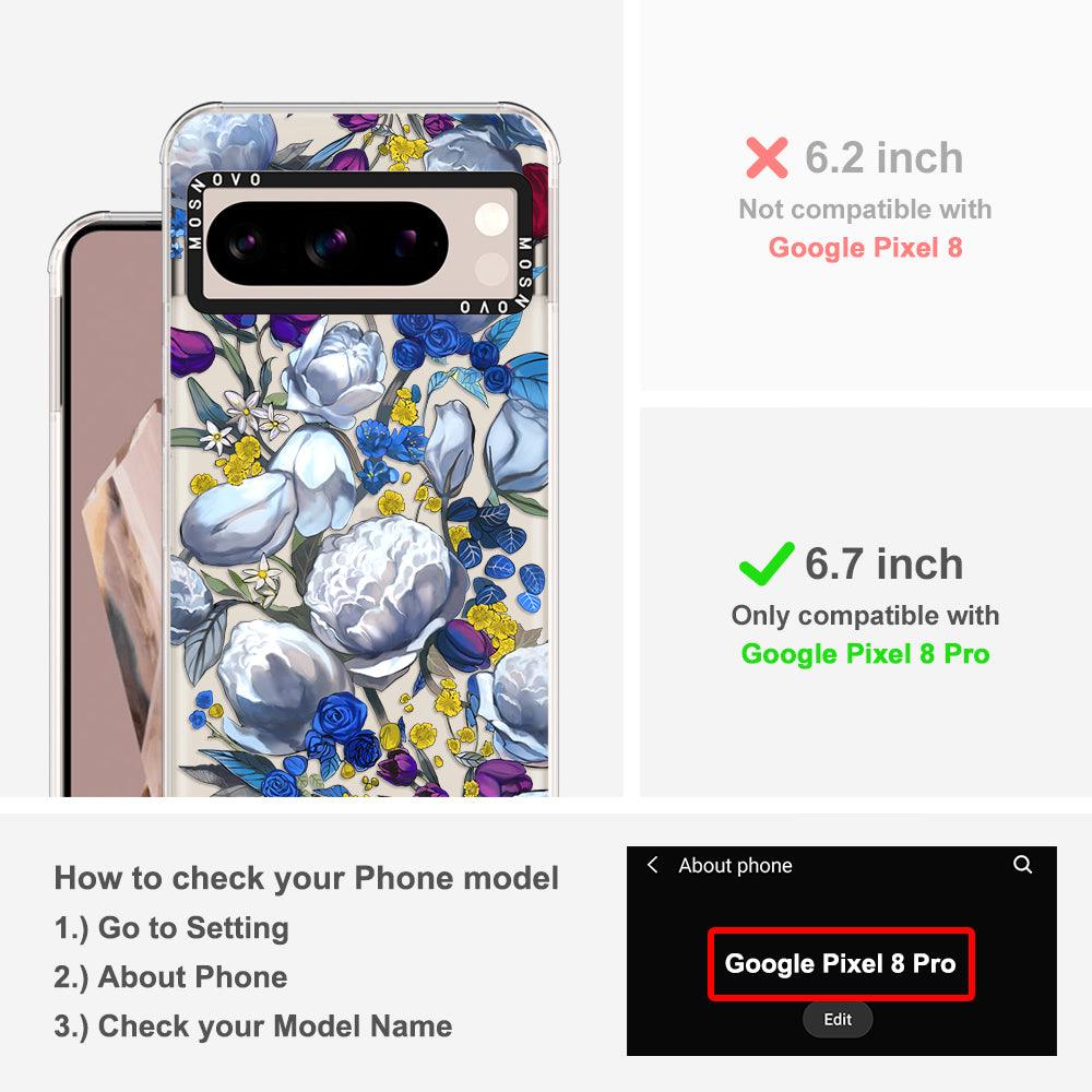 Purple Blue Floral Phone Case - Google Pixel 8 Pro Case - MOSNOVO