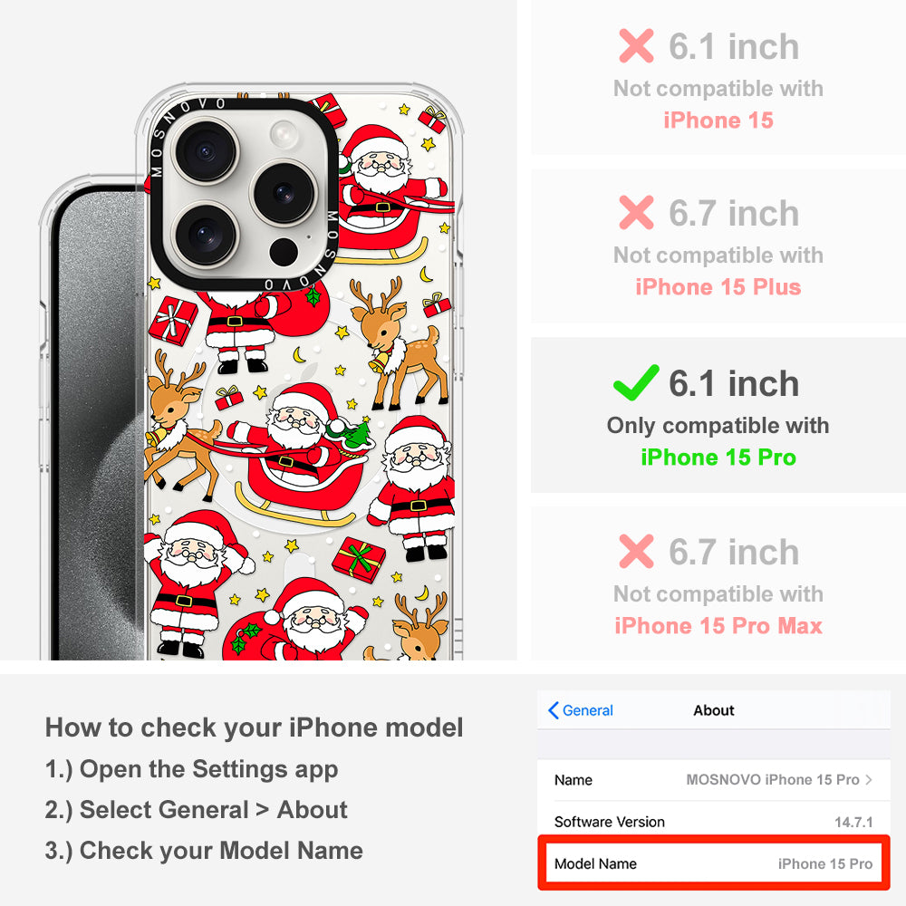 Cute Santa Claus Deer Phone Case - iPhone 15 Pro Case - MOSNOVO