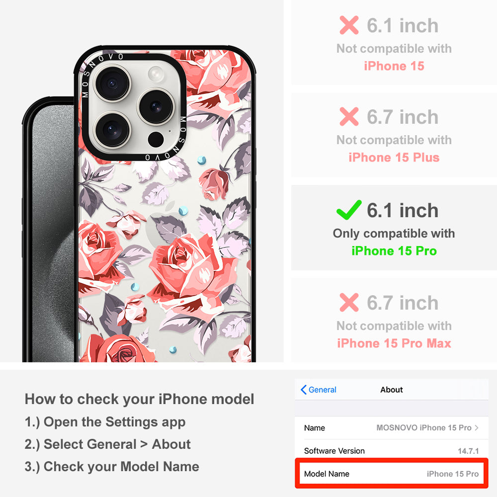 Retro Flower Roses Phone Case - iPhone 15 Pro Case - MOSNOVO