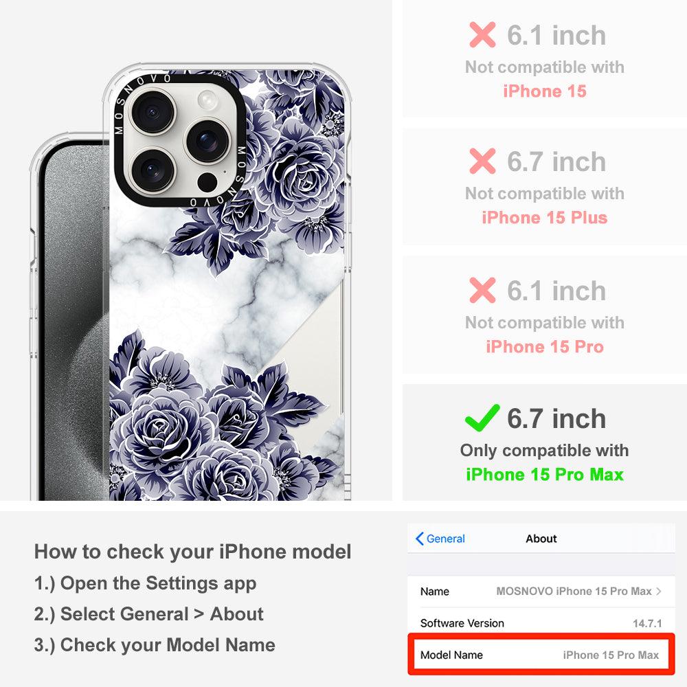 Marble with Purple Flowers Phone Case - iPhone 15 Pro Max Case - MOSNOVO